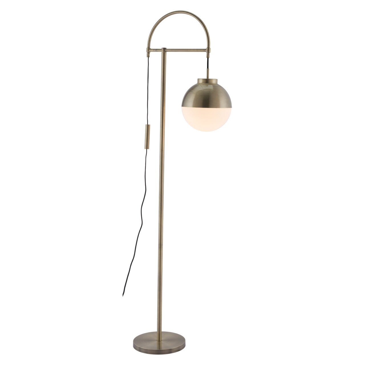 Modern Home 69&#x22; Brushed Bronze and White Glass Floor Lamp